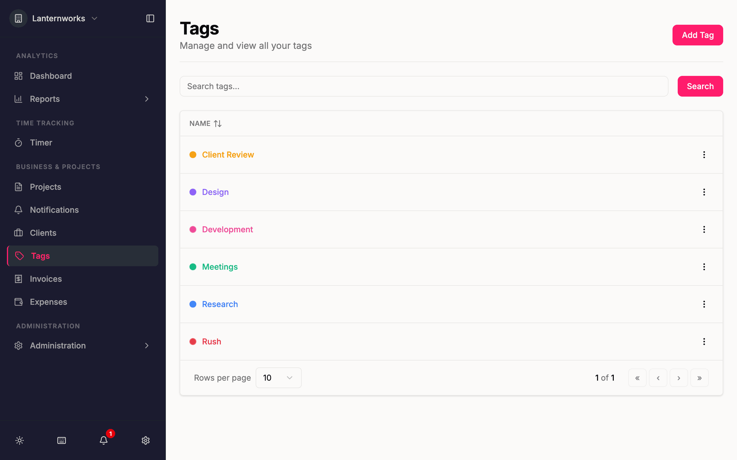 Color-coded tags in Quanta