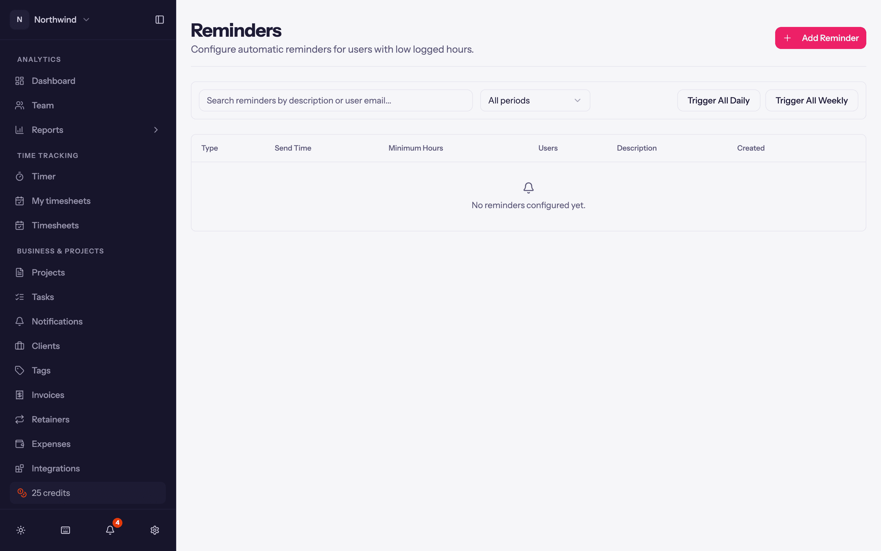 The Reminders page.
