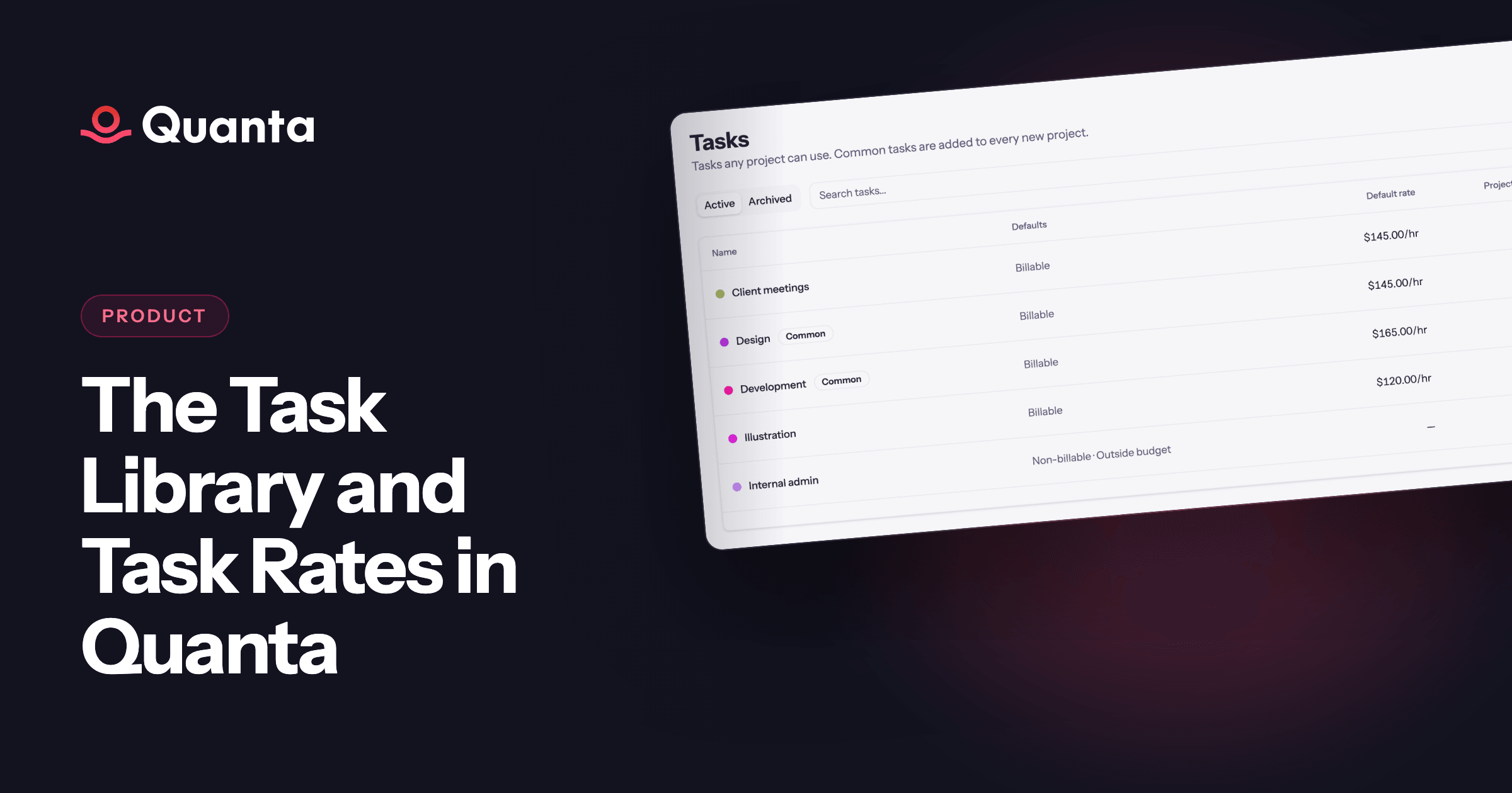 The Task Library and Task Rates in Quanta