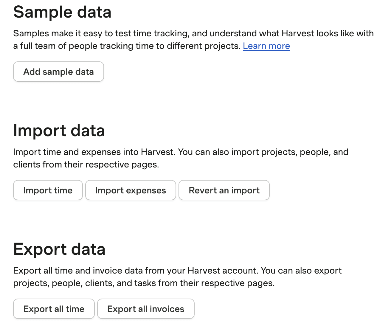 Placeholder: Harvest Reports tab with the Detailed Time Report export option