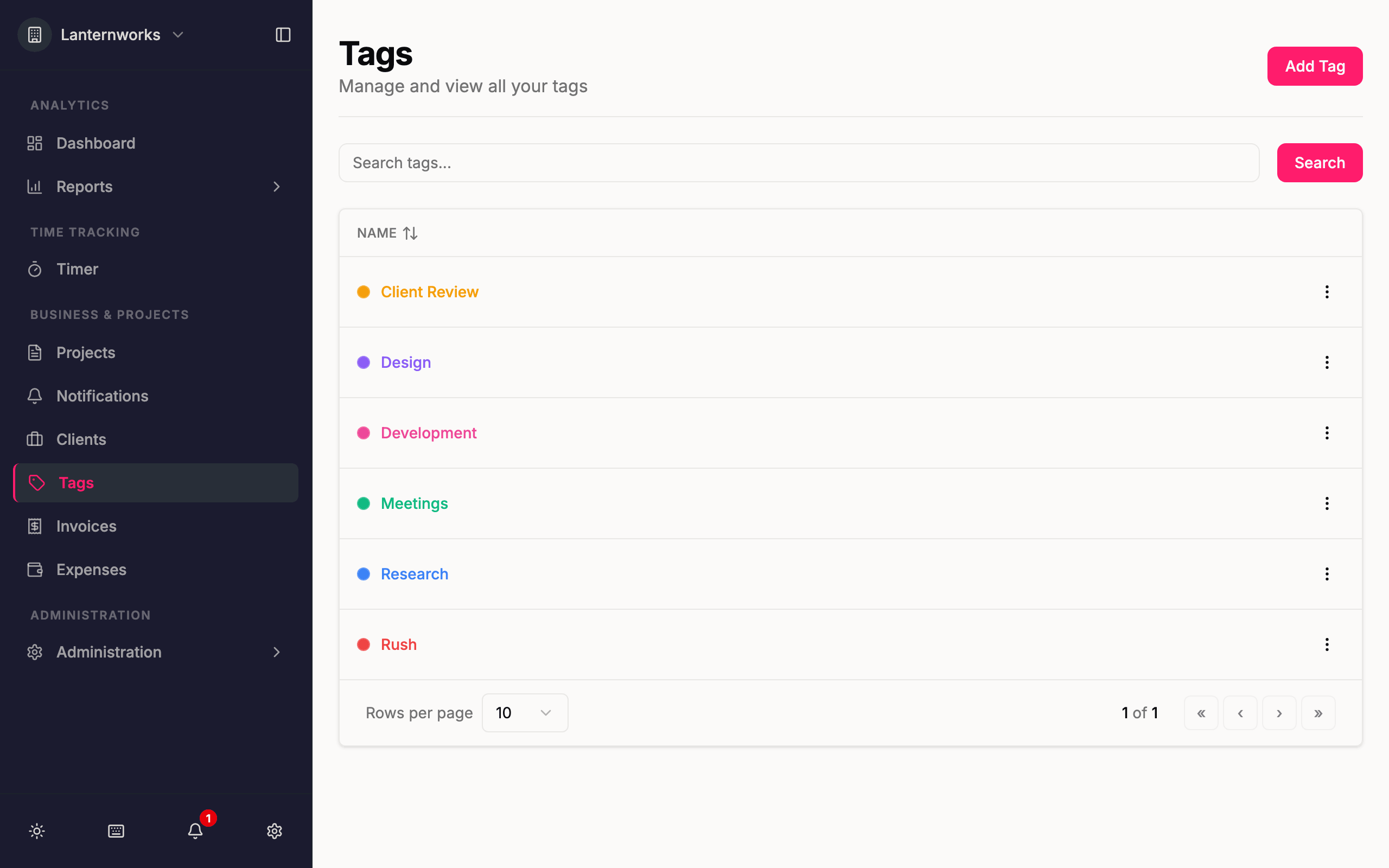 Color-coded tags in Quanta