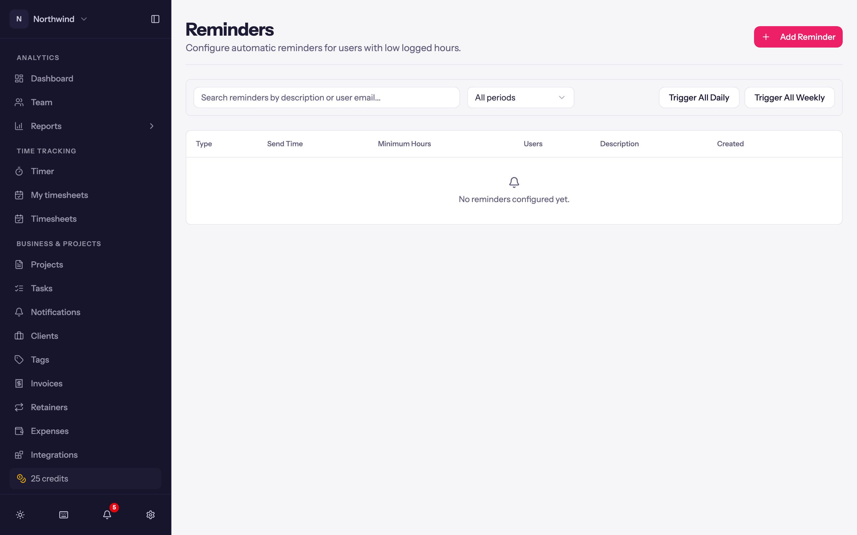 The Reminders page.